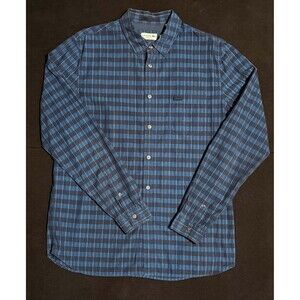 Lacoste Regular Fit Plaid Long Sleeve Button Down Shirt Mens L Navy Blue Check